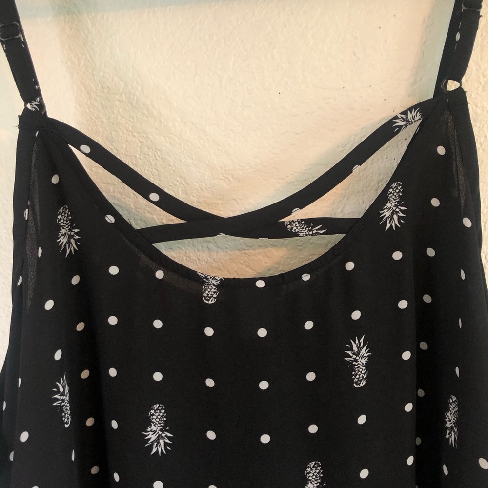 Torrid Pineapple and Polka Dot Pleated Camisole w/Criss Cross Detail on Back - Picture 7 of 8